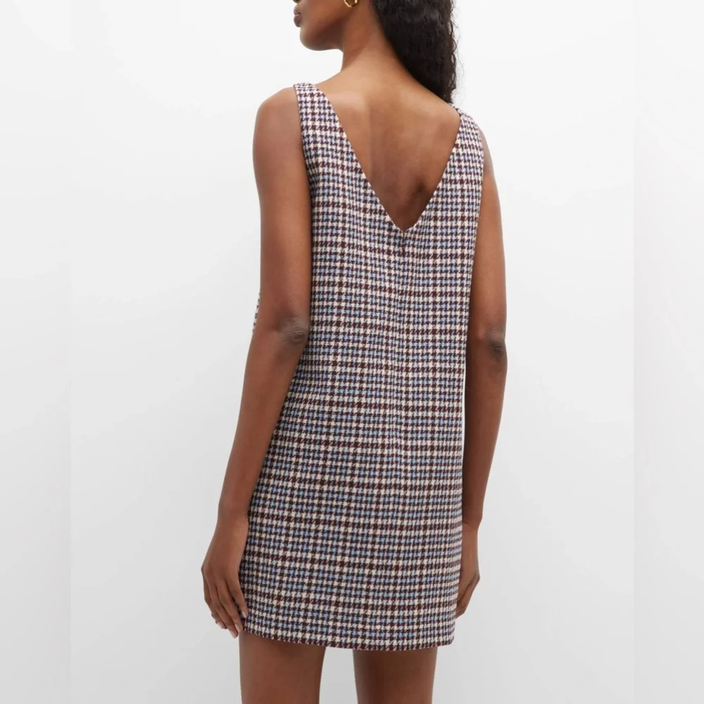 NWT Rebecca Taylor Techy Houndstooth Wool Shift Mini Dress Sheath Sleeveless 2 4 - Picture 7 of 15